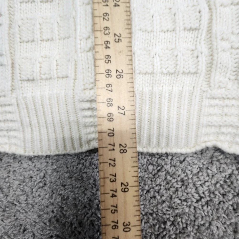 Vintage Van Heusen Cardigan Mens Medium Sweater Ivory Cable Knit Grandpa Coastal